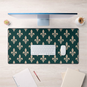 Lilie Pattern, Royal French Cream on Green Schreibtischunterlage