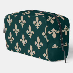 Lilie Pattern, Royal French Cream on Green Waschbeutel