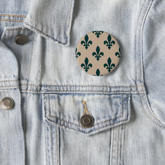 Lilie Pattern, Royal French Green on Cream Button (Beispiel)
