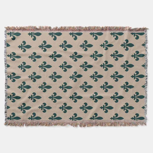 Lilie Pattern, Royal French Green on Cream Decke (Vorderseite)