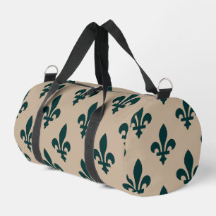 Lilie Pattern, Royal French Green on Cream Duffle Bag