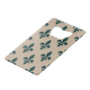 Lilie Pattern, Royal French Green on Cream Geldbeutel Flaschenöffner
