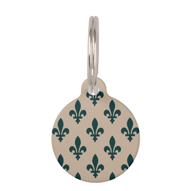 Lilie Pattern, Royal French Green on Cream Haustiermarke (Vorderseite)