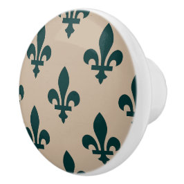 Lilie Pattern, Royal French Green on Cream Keramikknauf