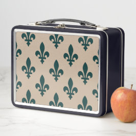 Lilie Pattern, Royal French Green on Cream Metall Brotdose