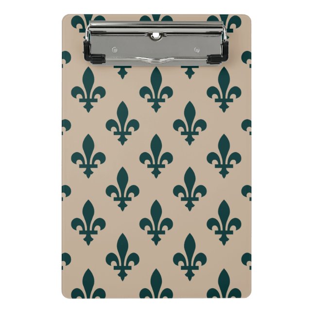 Lilie Pattern, Royal French Green on Cream Mini Klemmbrett (Vorderseite)