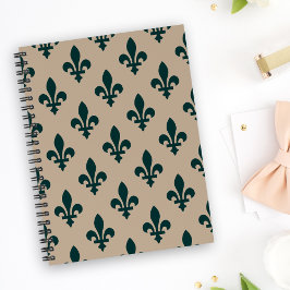 Lilie Pattern, Royal French Green on Cream Notizbuch
