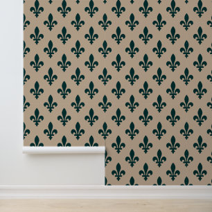 Lilie Pattern, Royal French Green on Cream Tapete