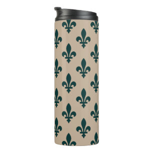 Lilie Pattern, Royal French Green on Cream Thermosbecher