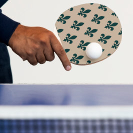 Lilie Pattern, Royal French Green on Cream Tischtennis Schläger