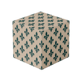 Lilie Pattern, Royal French Green on Cream Würfel