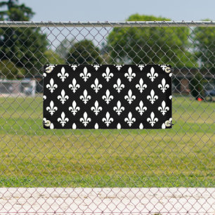 Lilie Pattern, Royal French, White on Black Banner