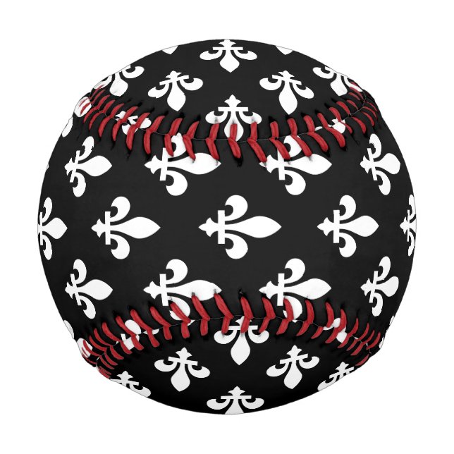 Lilie Pattern, Royal French, White on Black Baseball (Rückseite)
