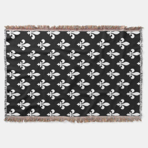 Lilie Pattern, Royal French, White on Black Decke