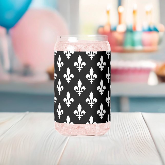 Lilie Pattern, Royal French, White on Black Dosenglas (Insitu (Baby Party))