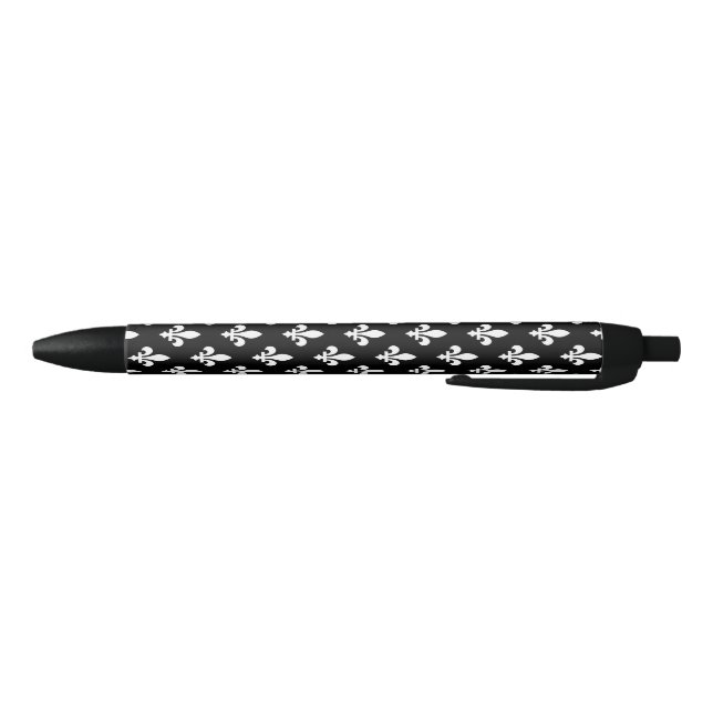 Lilie Pattern, Royal French, White on Black Kugelschreiber (Unterseite)