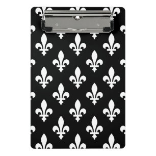 Lilie Pattern, Royal French, White on Black Mini Klemmbrett
