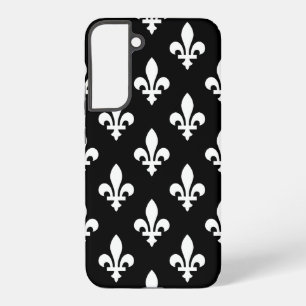Lilie Pattern, Royal French, White on Black Samsung Galaxy Hülle
