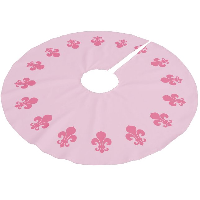 Lilie Pink Brushed Polyester Tree Skirt Polyester Weihnachtsbaumdecke (Schrägansicht)