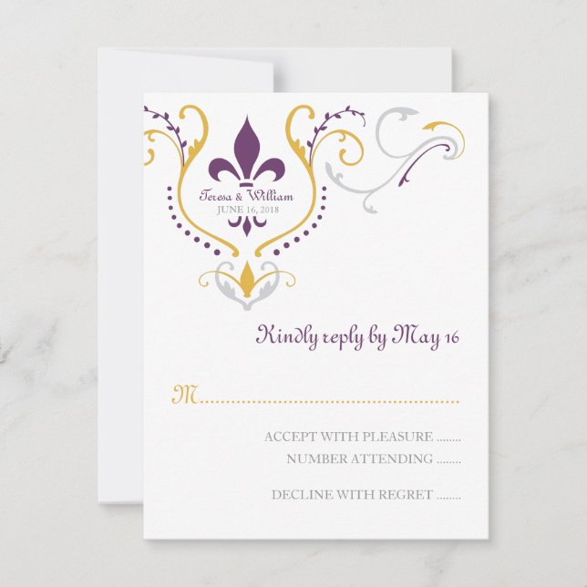 Lilie Reply Card RSVP Karte (Vorderseite)