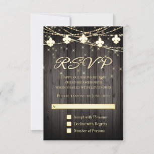 Lilie Rustikale Lichter   Wood Boho Chic RSVP Karte
