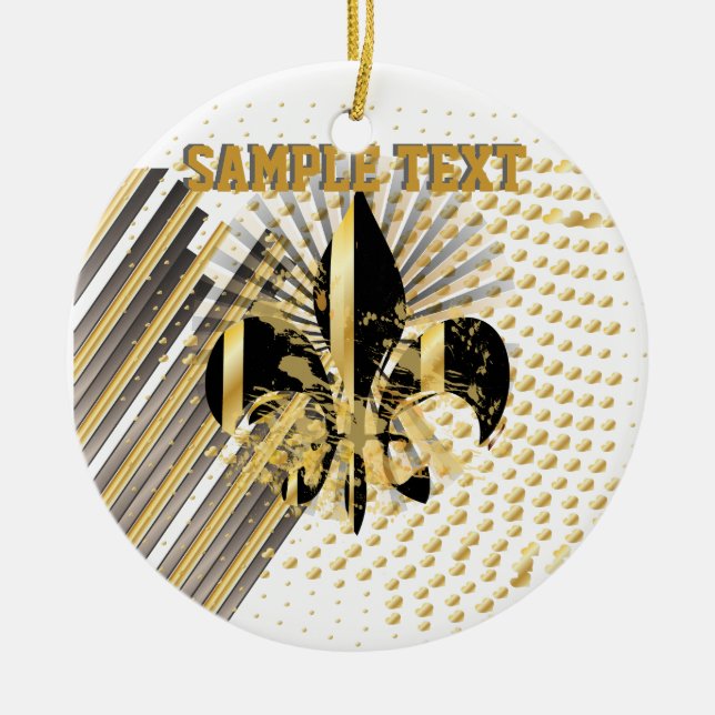 Lilie/Schwarz + Gold Keramik Ornament (Vorne)