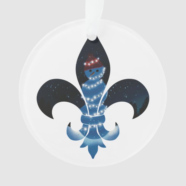 Lilie Snowman mit Lichtern auf Acrylic Ornament (Vorderseite)