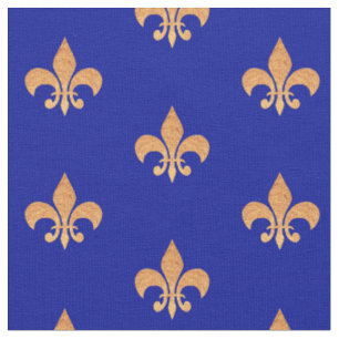 Lilie-Symbol - heraldische Königlilie   Blau Stoff