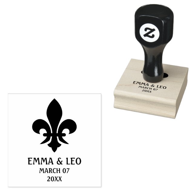 Lilie Symbol mit Personalisischer Name und Datum Gummistempel (Stempel)
