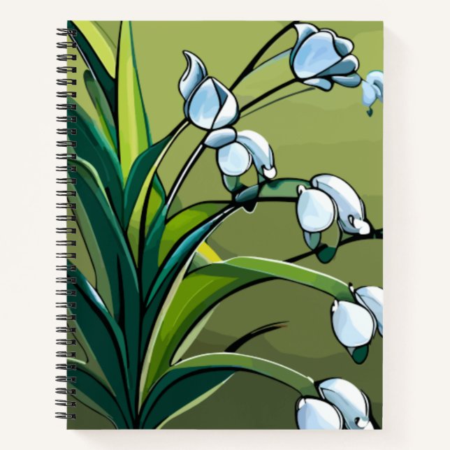 Lilie, Tal, grün, weiß, Blume, Blumen, Blüten Notizbuch (Vorderseite)