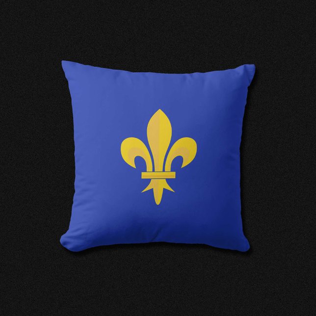 Lilie über Royal Blue Pillow Kissen (Fleur de Lis on Royal Blue Pillow)