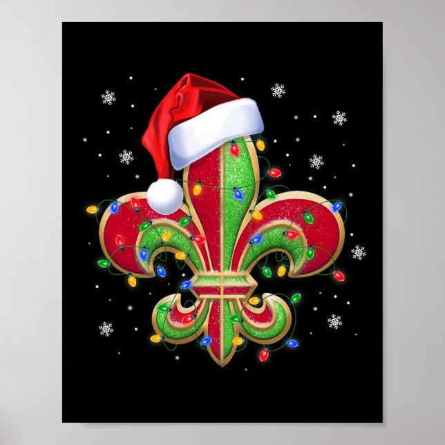 Lilie Weihnachtsschmuck mit Weihnachtsmannmütze Xm Poster (Vorne)