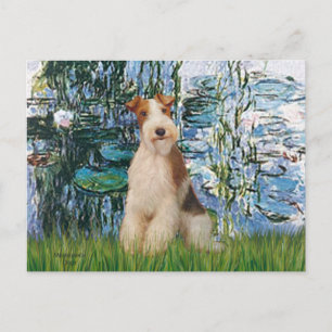 Lilien 1 - Drahtfoxterrier 3 Postkarte