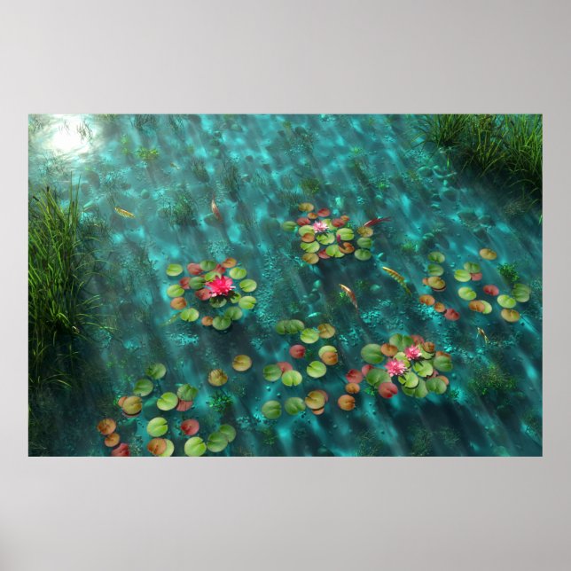 Lilien an der Wasserdruckmaschine Poster (Vorne)