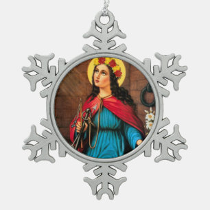Lilien-Anker St. Philomena Schneeflocken Zinn-Ornament