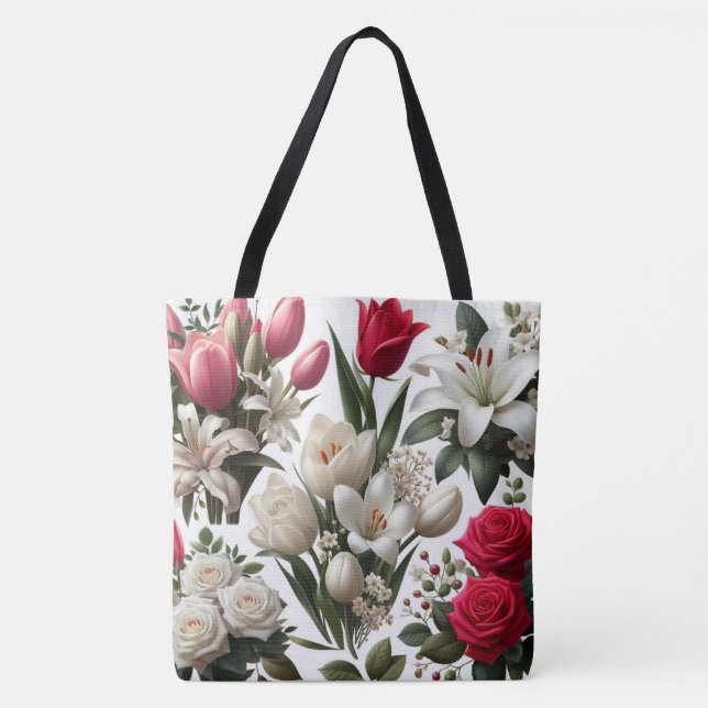 Lilien aus Rot und Weiß Tasche (Vorderseite)