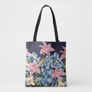 Lilien, Delphine grenzen: Aquarellmalerei. Tasche