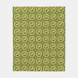 Lilien Fleece blanket in grün und gelb