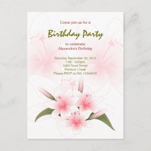 Lilien-Garten-Geburtstags-Party Einladung