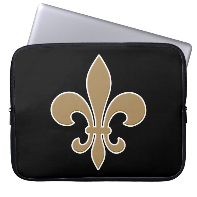 Lilien-Gold mit weißer und schwarzer Kontur Laptopschutzhülle (Vorderseite)