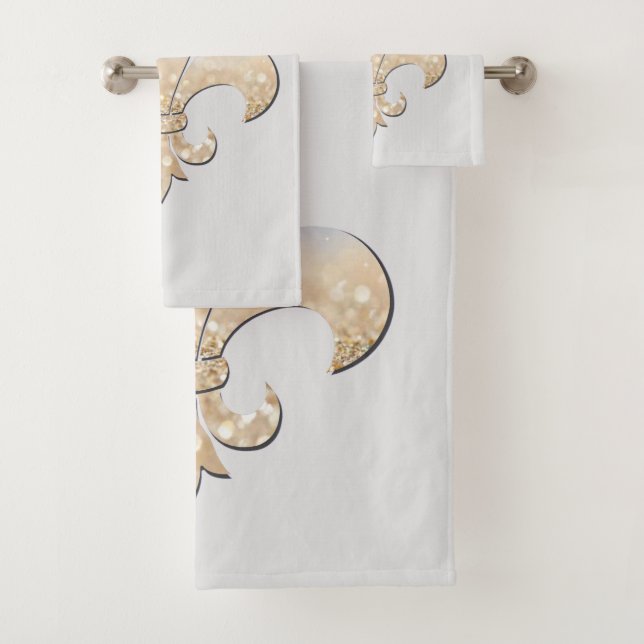 Lilien-Goldblaues Grau Badhandtuch Set (Insitu)
