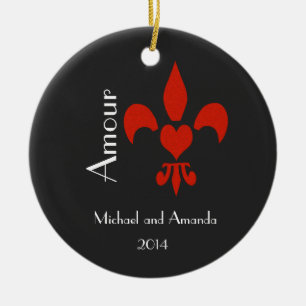 Lilien-Herz-Liebe personalisiert Keramik Ornament