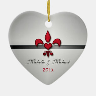 Lilien-Herz unser erstes Weihnachtsweiß Keramikornament