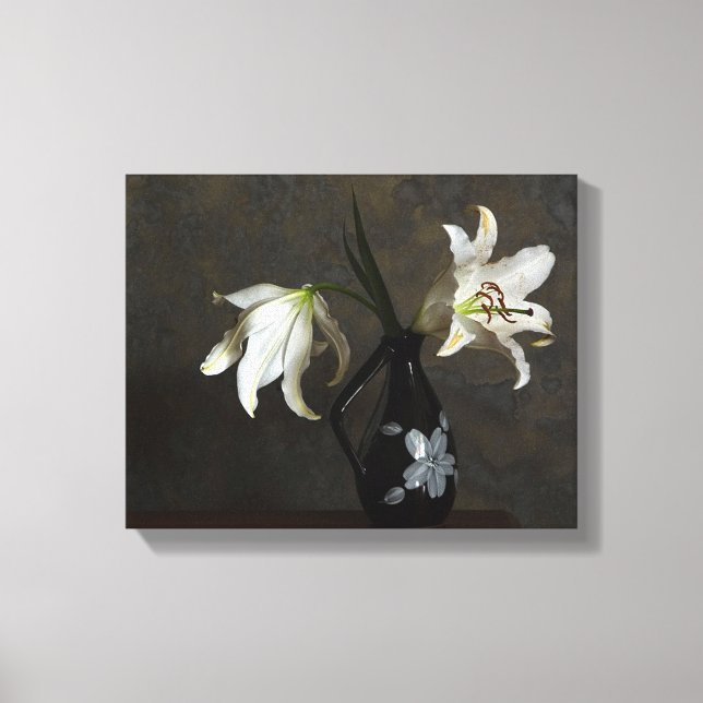 Lilien in einem vasumhüllten Leinwand (Vorderseite)