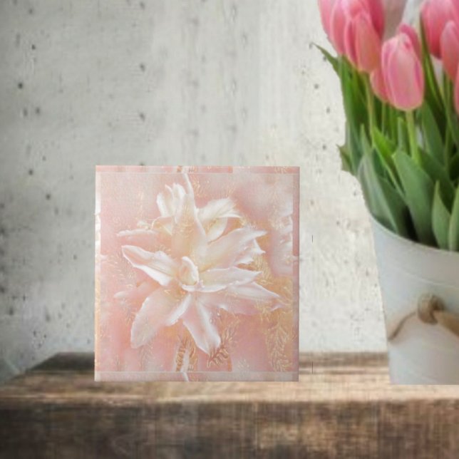 Lilien in rosa Fantasie Fliese (Decorate your home with these decorative, Pink Fantasy Lily Ceramic Tiles!)