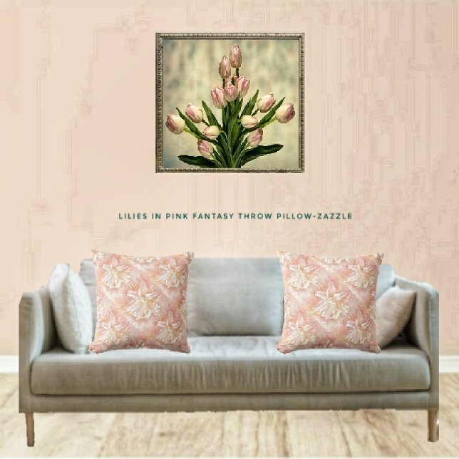 Lilien in rosa Fantasie Kissen (Von Creator hochgeladen)