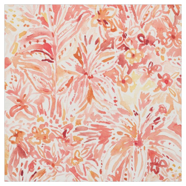 LILIEN-LUST Pfirsich-Painterly Blumen Stoff (Muster)