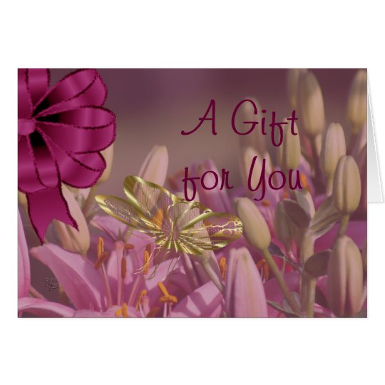 Lilien mit goldener Schmetterlings-Geschenk-Karte Karte