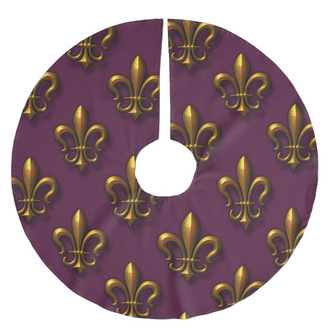 Lilien-Muster Polyester Weihnachtsbaumdecke (Vorderseite)