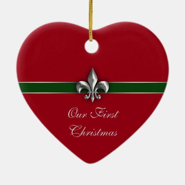 Lilien-Paar-erstes Weihnachten Keramik Ornament (Hinten)